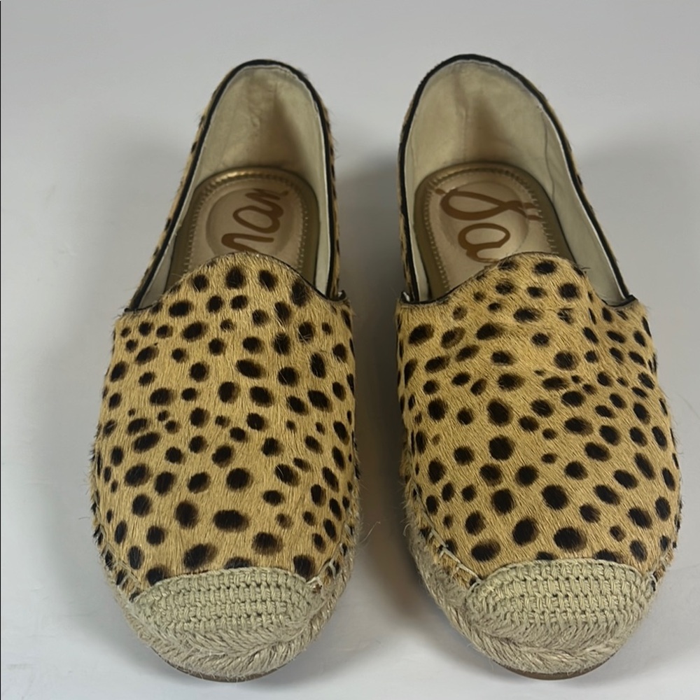 Sam Edelman Kesia Cheetah Print Calf Hair Espadrille Flats Women’s Size 8M